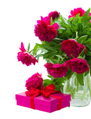peony flowers with gift box