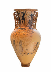Amphora shows the blinding of Polyphemos by Odysseus