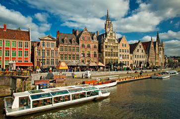 Nice houses in the old town of Ghent, Belgium