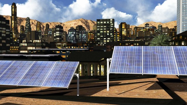 Solar panels in the city