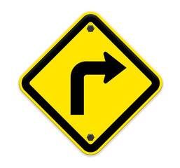 Turn left road sign. Part of a series.