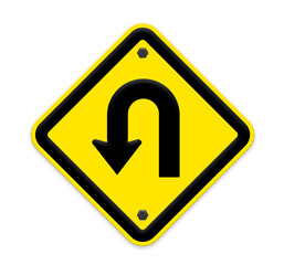 U-Turn  sign with turn symbol isolated on white background ,part