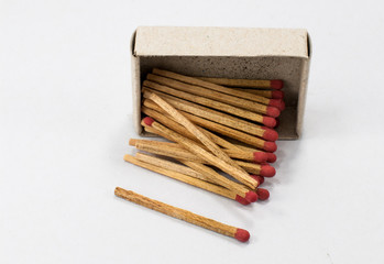 red matches and box isolated on a white background
