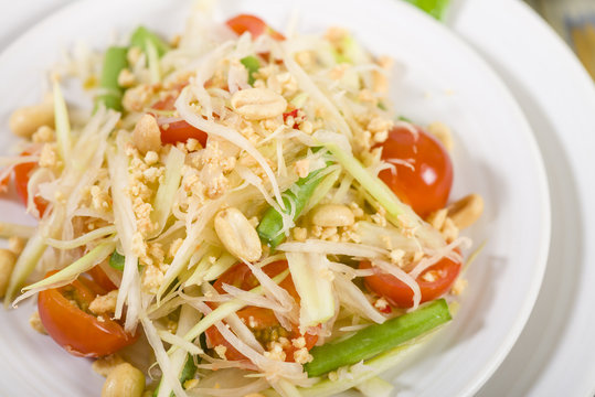 Som Tam - Green Papaya Salad. Thai & Lao Cuisine