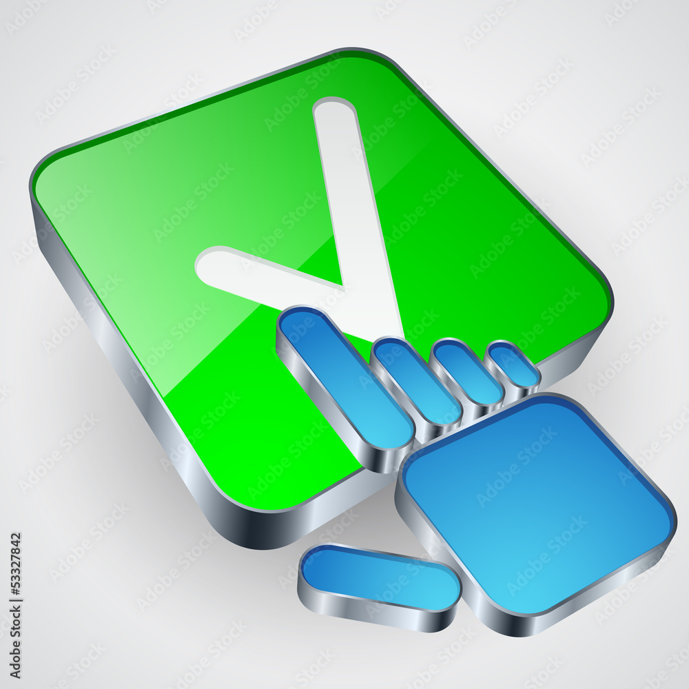Poster check button with blue hand cursor