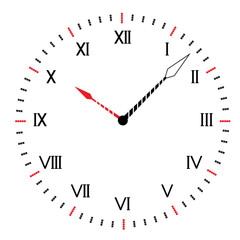 Two-color round clock.