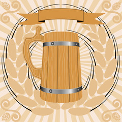 wooden glass of beer