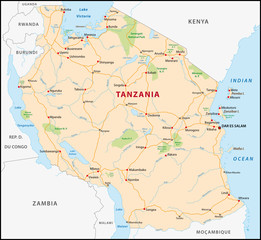 Tanzania map - obrazy, fototapety, plakaty