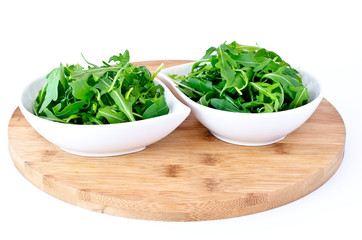 bowl of fresh green, natural arugula