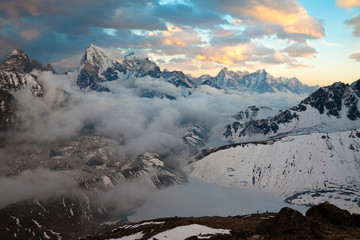 Beautiful mountain landscape at sunset. Himalayas Nepal