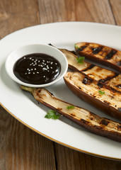 Grilled Asian long eggplant with Hoisin sauce