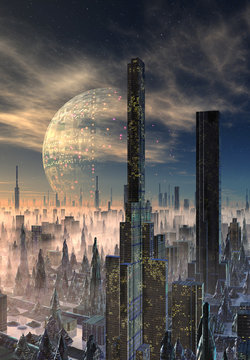 Futuristic Alien City - Computer Artwork