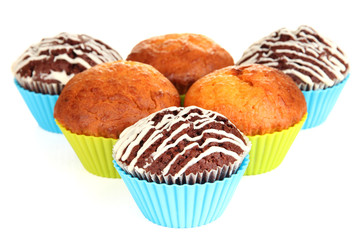 Sweet cupcakes isolated on white