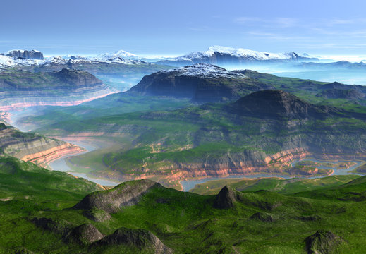 Mountain Fantasy Landscape - Computer Artwork