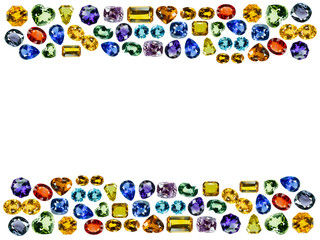 Bright gems on a white background