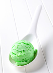 Scoop of green ice cream