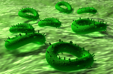 3d virus in white background.