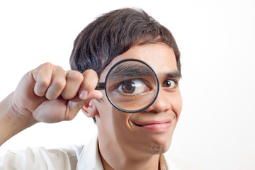 Man with a magnifying glass