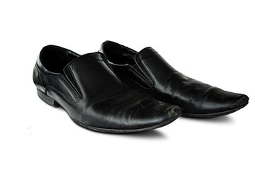 Male old shoes on white