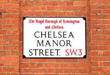 Fototapeta na wymiar Chelsea Manor street, London street sign