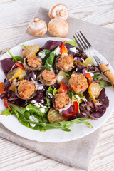 Grilled stuffed MUSHROOMS with colourful salad