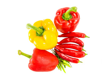 A group of Bell Pepper, Red Chili and Thai Chili
