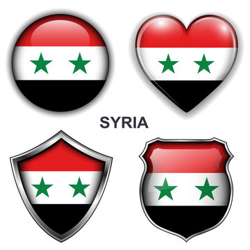 Syria flag icons, vector buttons.