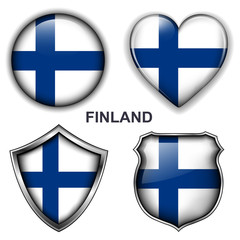 Finland flag icons, vector buttons.