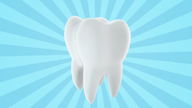 Tooth on blue background. Seamless loop.
