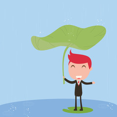 Businessman with rain