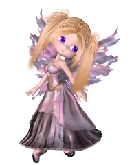 Wandcirkels aluminium Toon Fairy Princess in paarse jurk © Algol