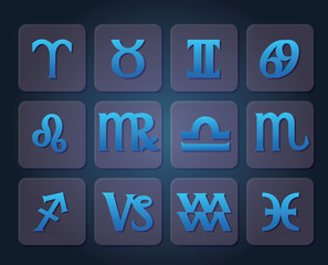 Set of zodiac signs, vector