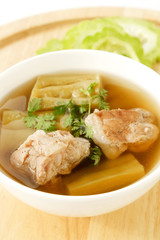 Chinese bitter cucumber soup with pork rib