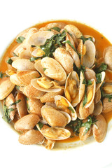 Thai food, stir fried clams with roasted chili paste.