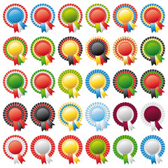 Fototapeta premium Thirty beautiful rosette ribbons. World flags. Vector set.