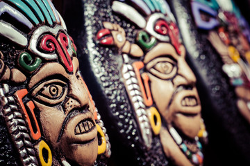 Souvenir masks from argentina, South America.