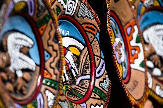 Souvenir masks from argentina, South America.