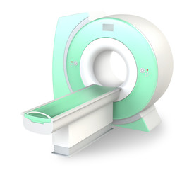 MRI scanner with light green panel