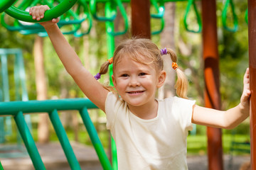 the girl  on the playground