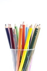 Color Pencils on Isolated White Background