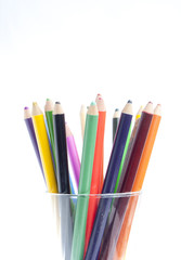 Color Pencils on Isolated White Background