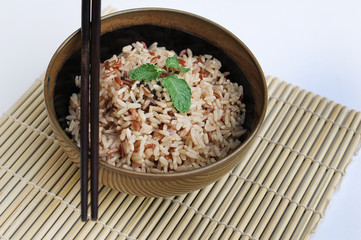 Mixed rice in ceramic bowl
