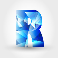 blue crystalline letter R