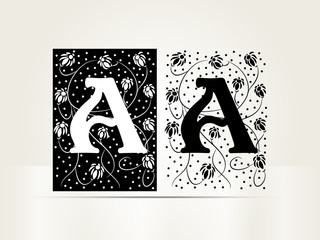 Vector ornamental letter A sign alphabet and logo