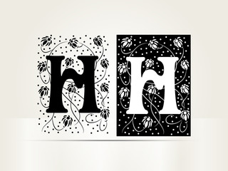 Vector ornamental letter H sign alphabet and logo