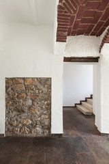 interior old house, room with passage, detail stone wall