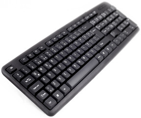 Black Computer Keyboard on White Background