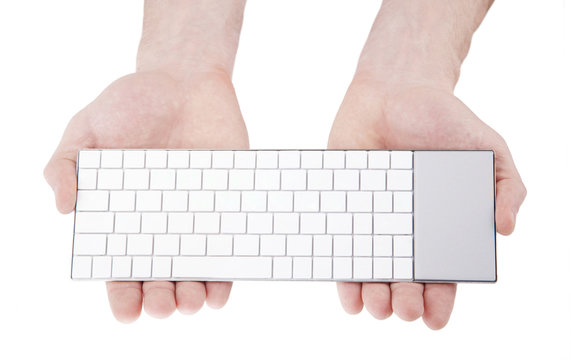Wireless keyboard in hands