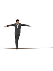 Conceptual business man on rope