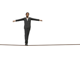 Conceptual business man on rope